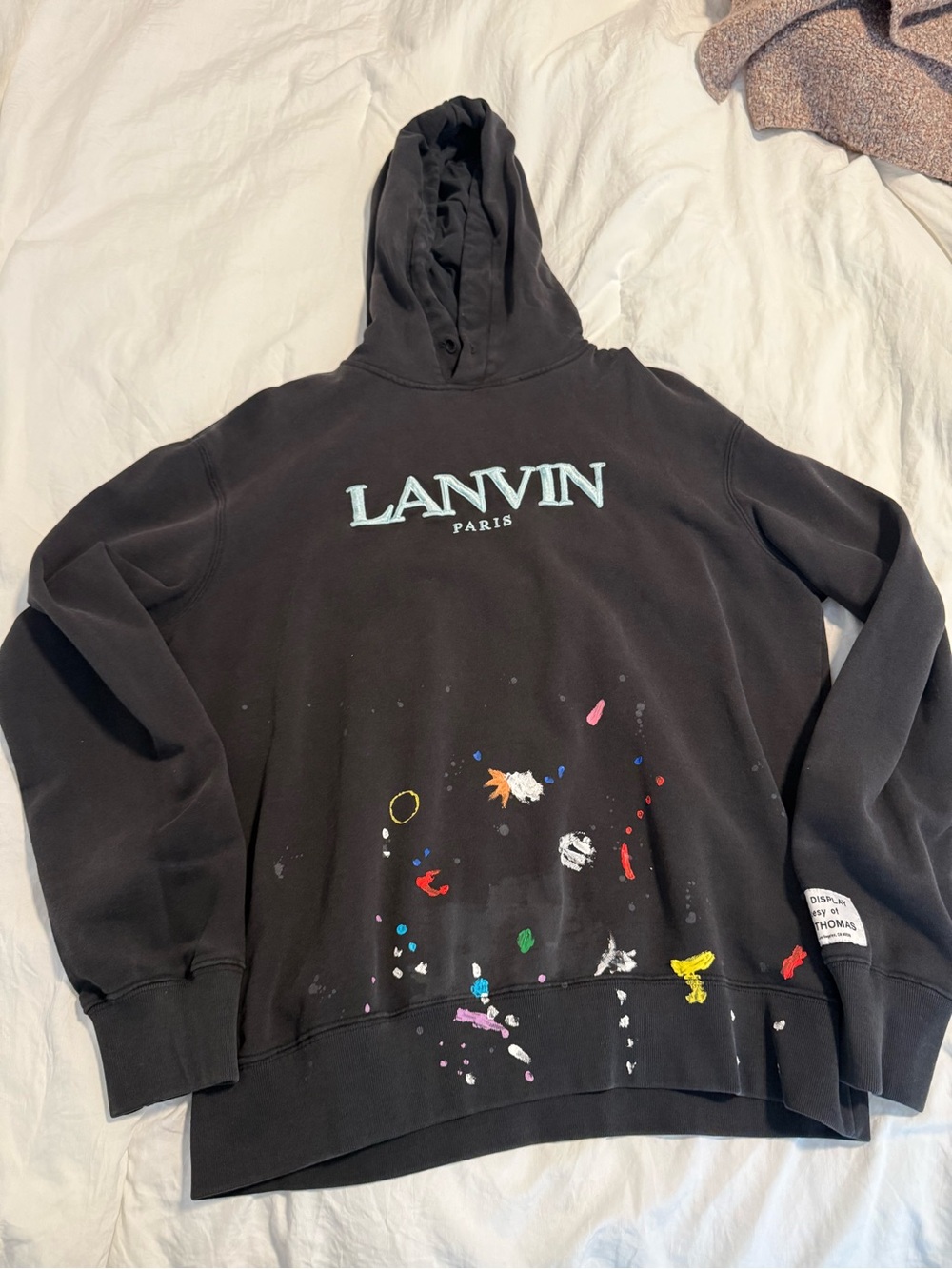 Lanvin Black Crewneck Sweatshirt with Multicolor Paint-Splash